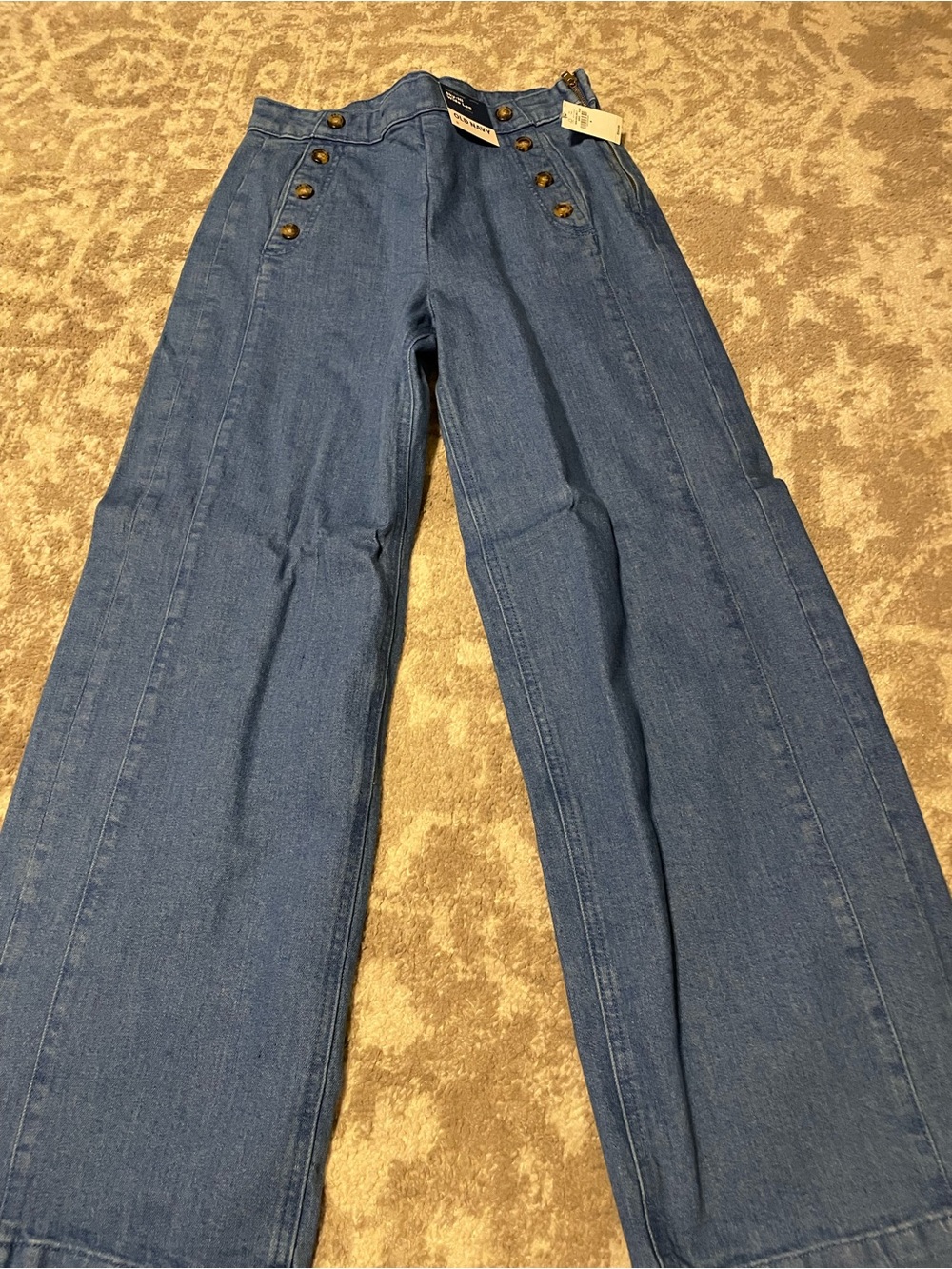 Old Navy Sailor-Button Wide Leg Denim Jeans in Blue
